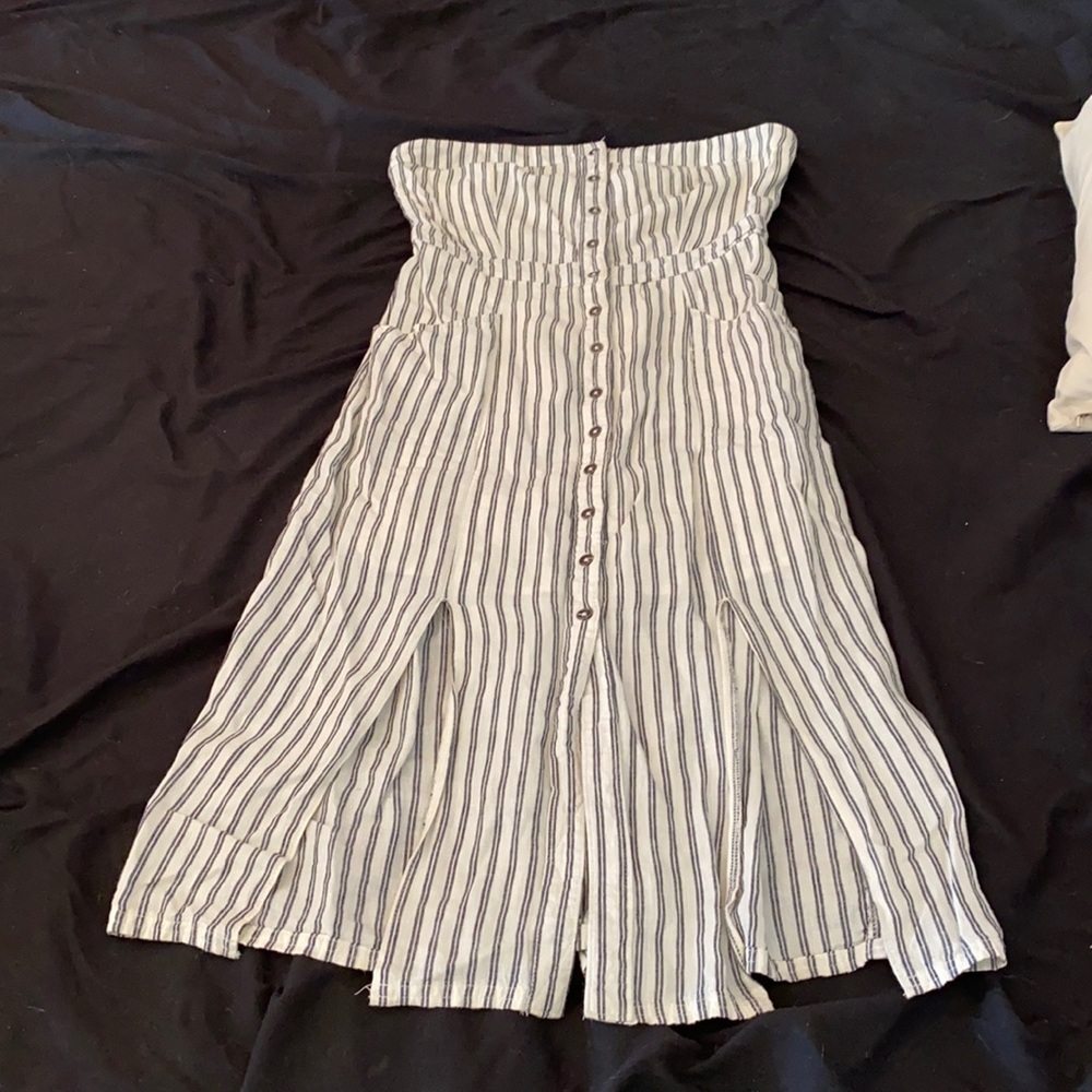 Strapless button down dress with slits